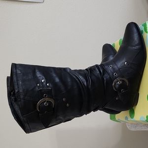 SODA BLACK TALL BOOTS SZ